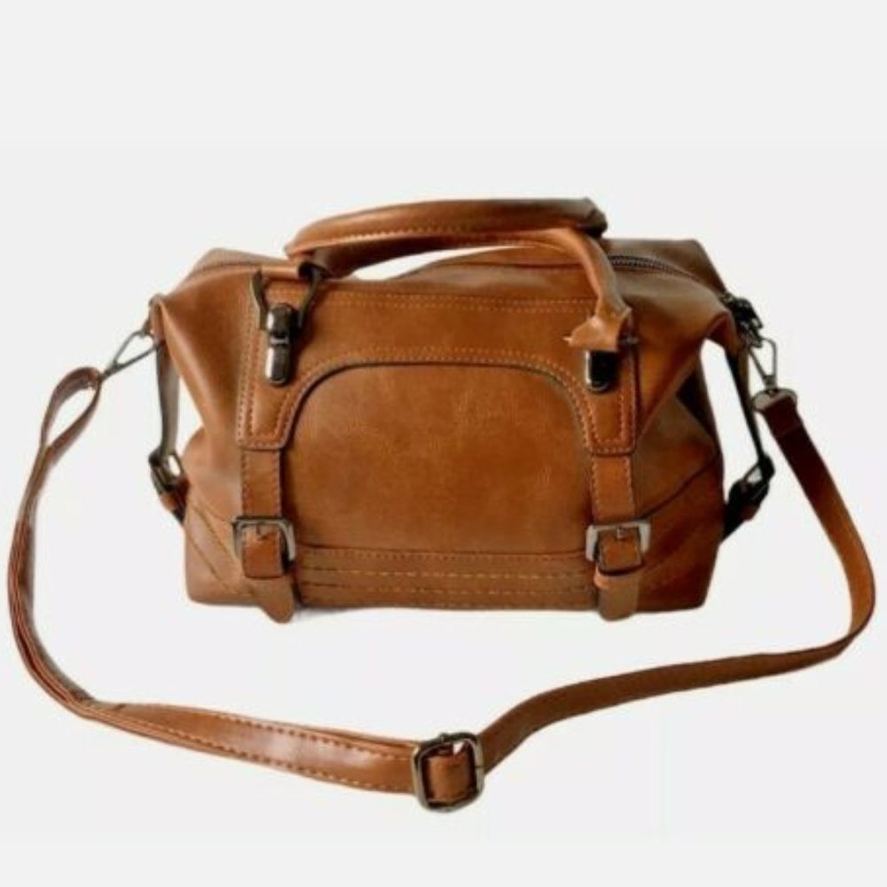 Zulily Leza Crossbody Handbag Faux Leather Brand New Packaging Cognac Color